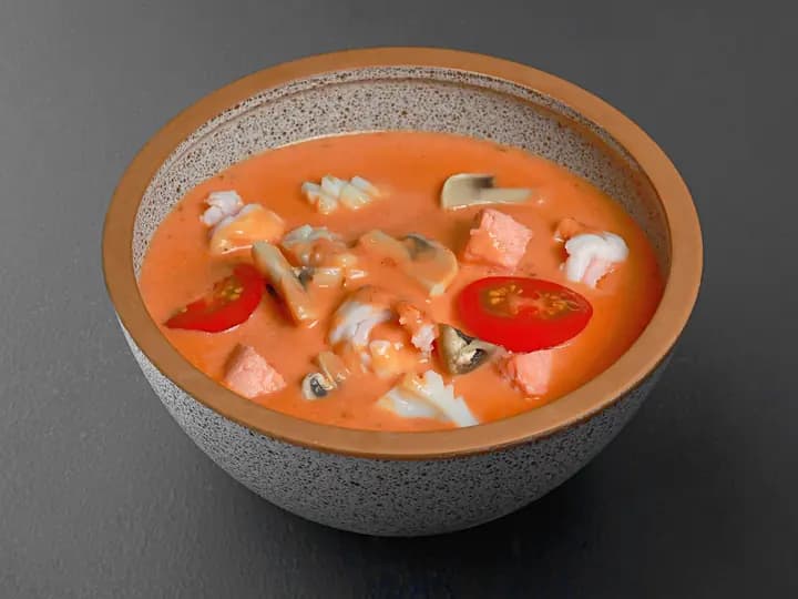 Крем-суп томатный с морепродуктами